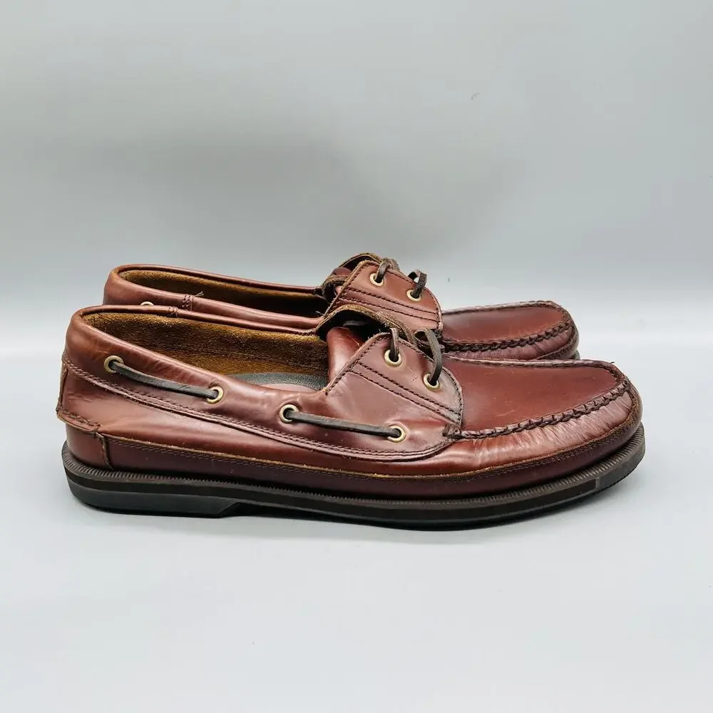 Bass Shoes Mens 12 Brown Leather Harry Boat Moc Toe Casual Comfort Nautical